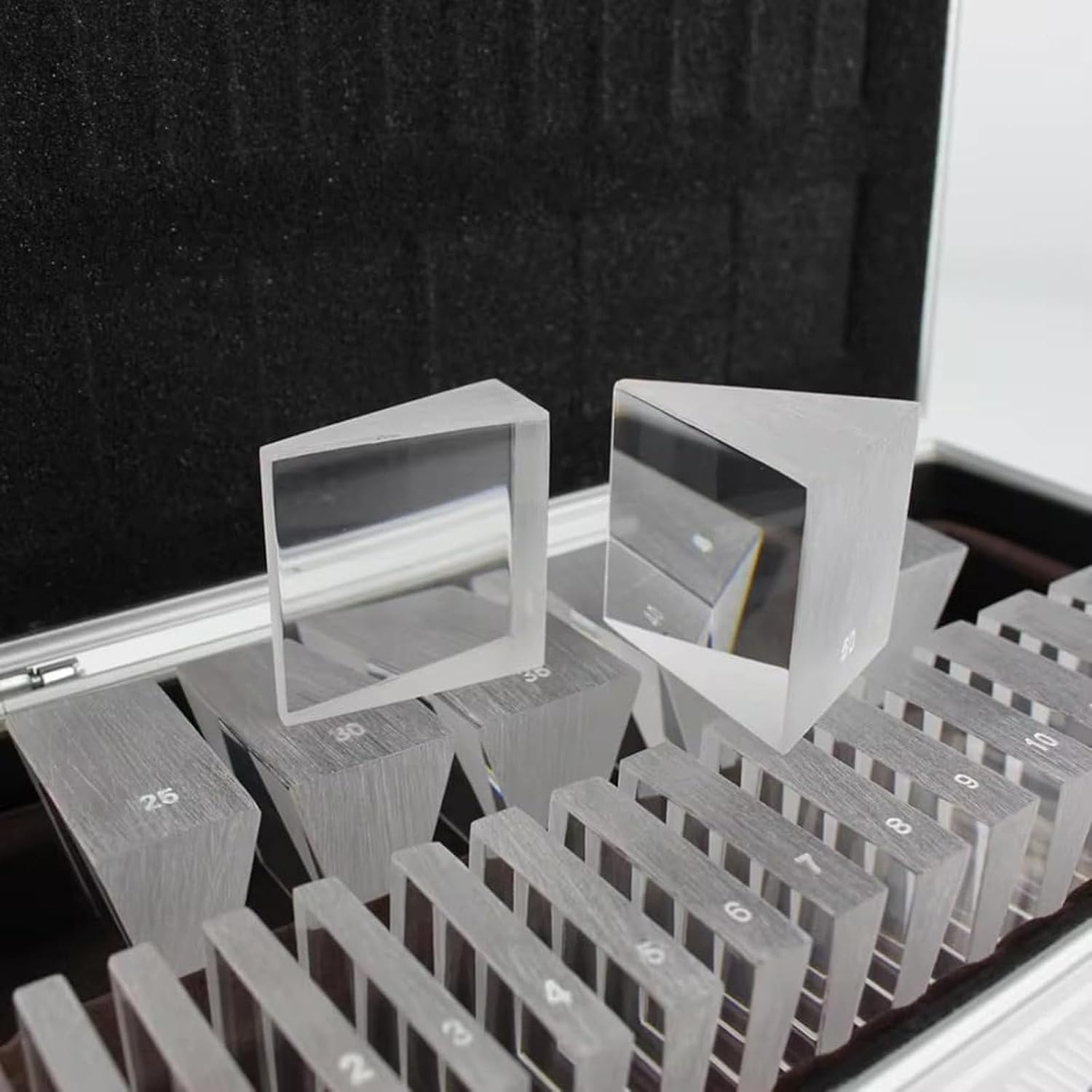 Optical Ophthalmic Prism Set, Ophthalmic Prism Kit with 22 Pcs Lens & Aluminum Box, Science Classroom Optics Kits