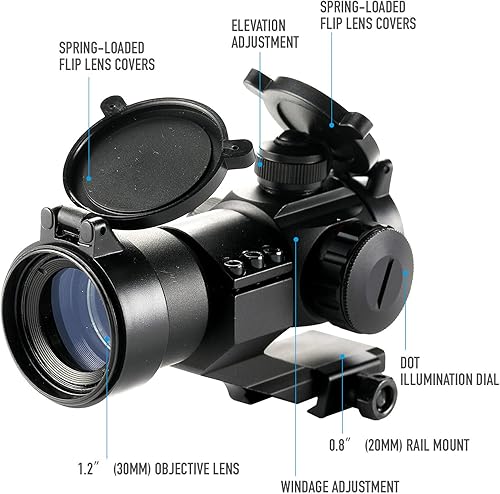 Miniatura 4 de Pinty 1 x 30 4 MOA - Visión táctica de punto rojo y verde con soporte en voladizo Picatinny negro caqui