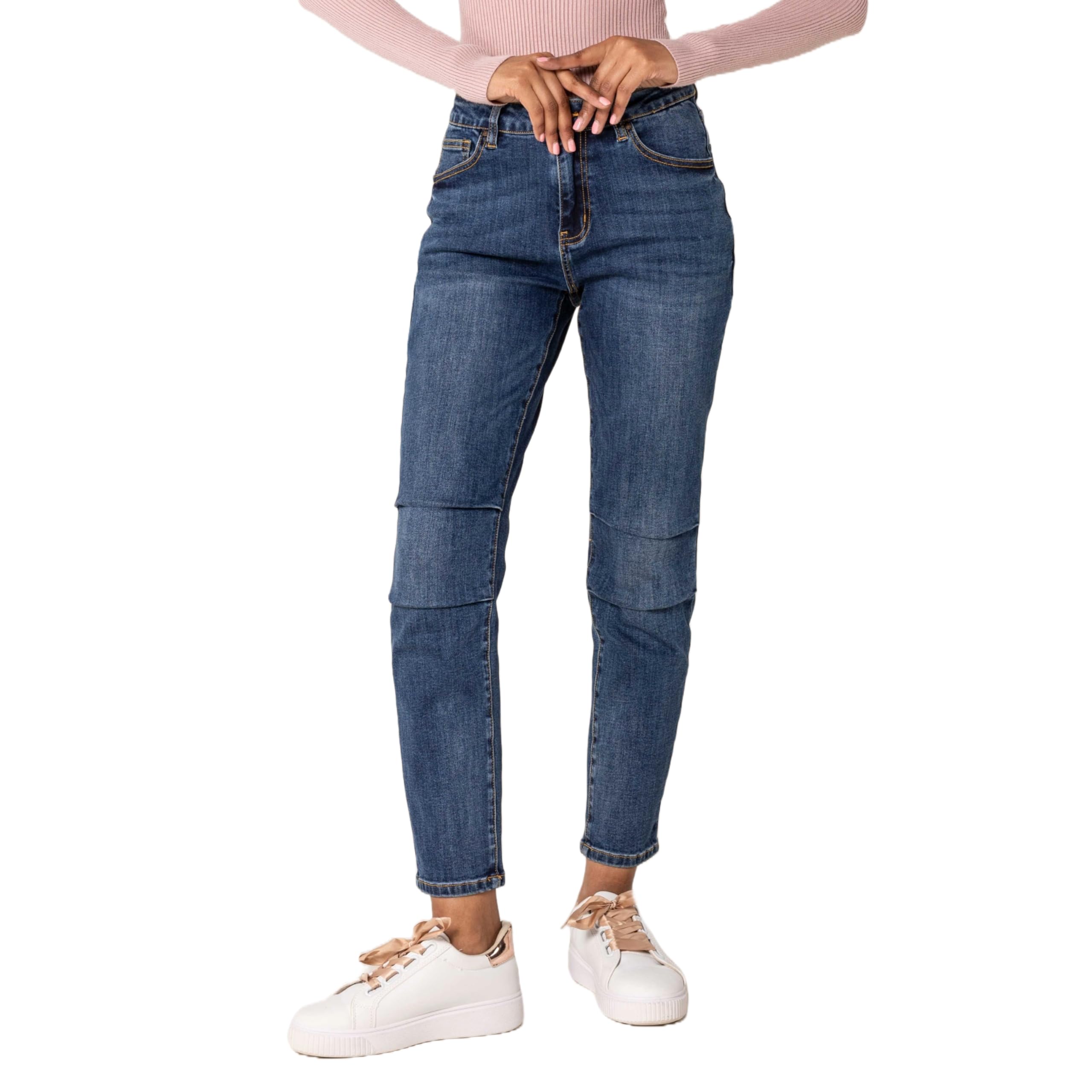 Nina Carter Damen Boyfriend Jeans High Waist MOM Jeans Parachute Style Used-Look Waschungseffekt