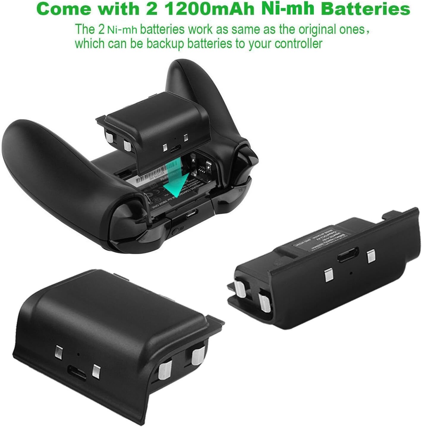 Controller Charger for Compatible with Xbox One, Ozvavzk Fast Dual Charging Station, Dual Controller Charging Docking Station with 2 x 600mAh Rechargeable Battery Packs