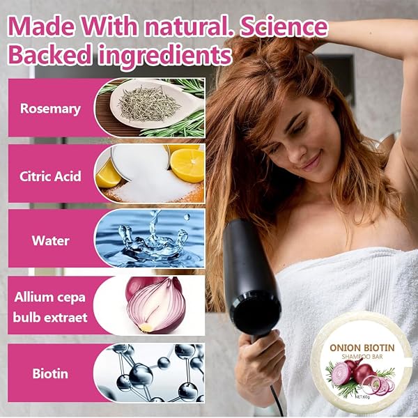 Solid Onion Shampoo Bar with Biotin & Keratin – Organic Formula for Hair Growth, Anti Hair Loss – Sulfate Free, Silicone Free – Natural Hair Care for Women & Men – 1 Piece - 3