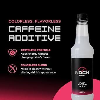 Noch Energy - Make Any Drink an Energy Drink, Flavorless Energy Drink Mix, Liquid Caffeine Additive, Energy Drink Syrup, Liquid Energy Supplement, Low Calorie, 100 Servings