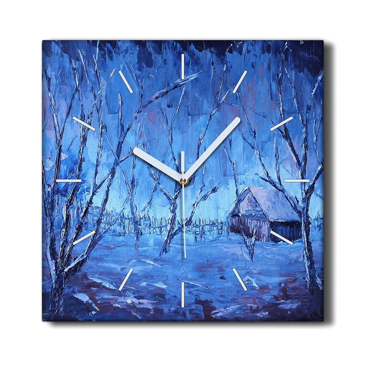 Horloge pour décoration murale de salon 30x30cm motif arbre d'hiver pour ambiance calme