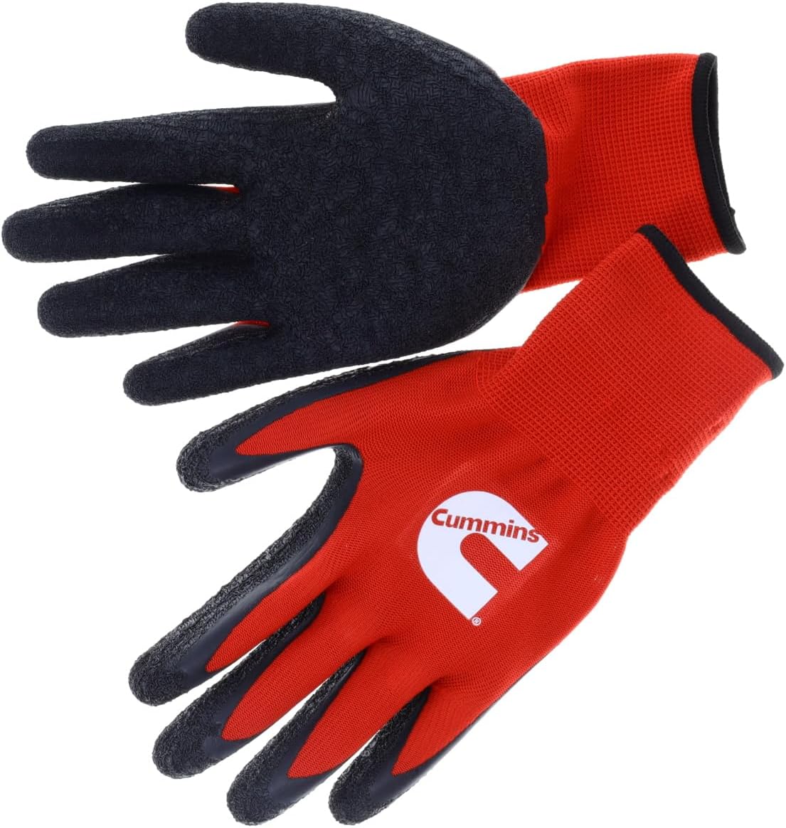 Cummins Red Latex Dipped Palm Gloves - Textured Work Gloves, Large, Gardening, Construction, Farming