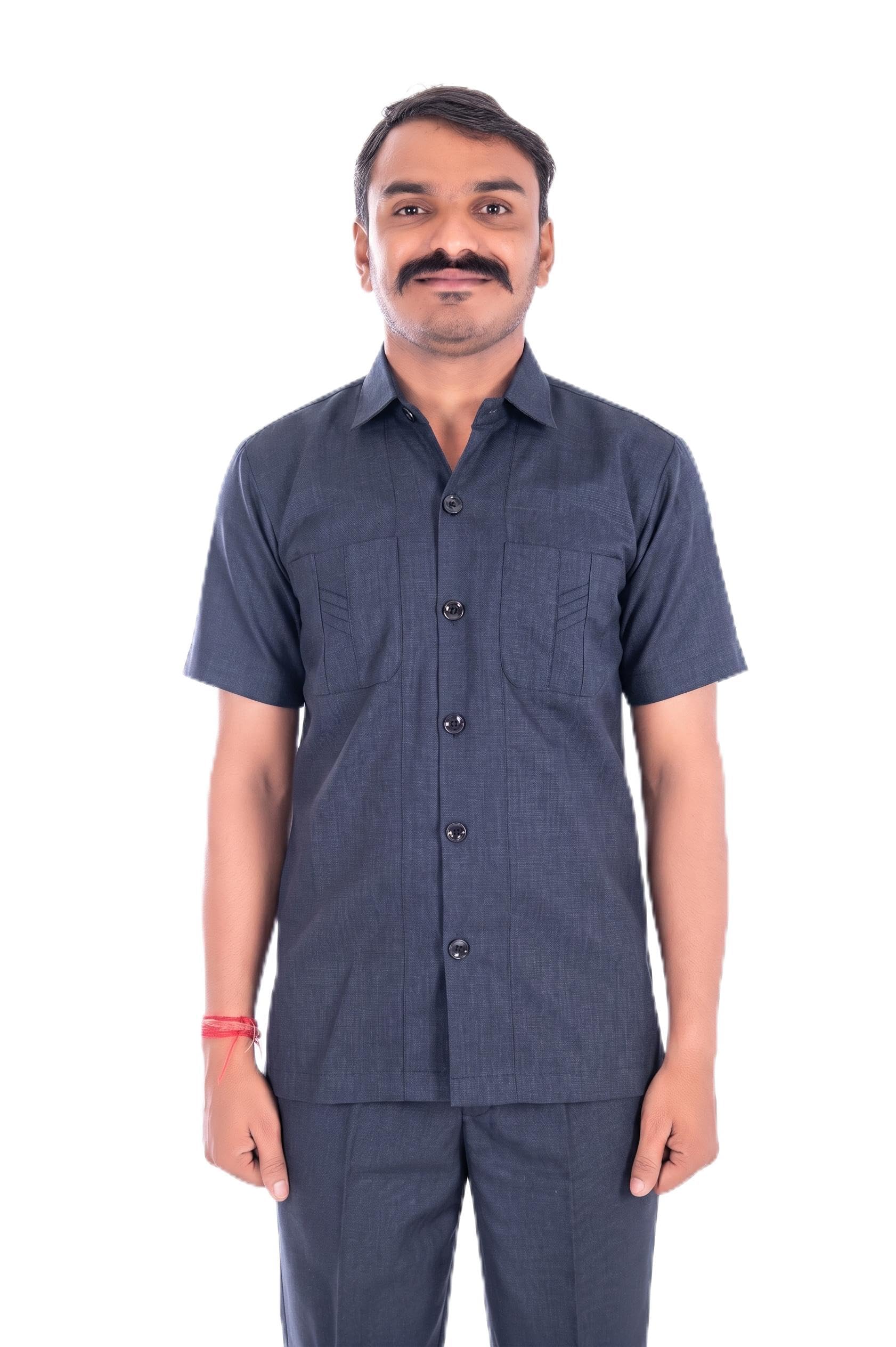 Blue Safari Suit PV Matty Half Sleeve with Trouser-image-31