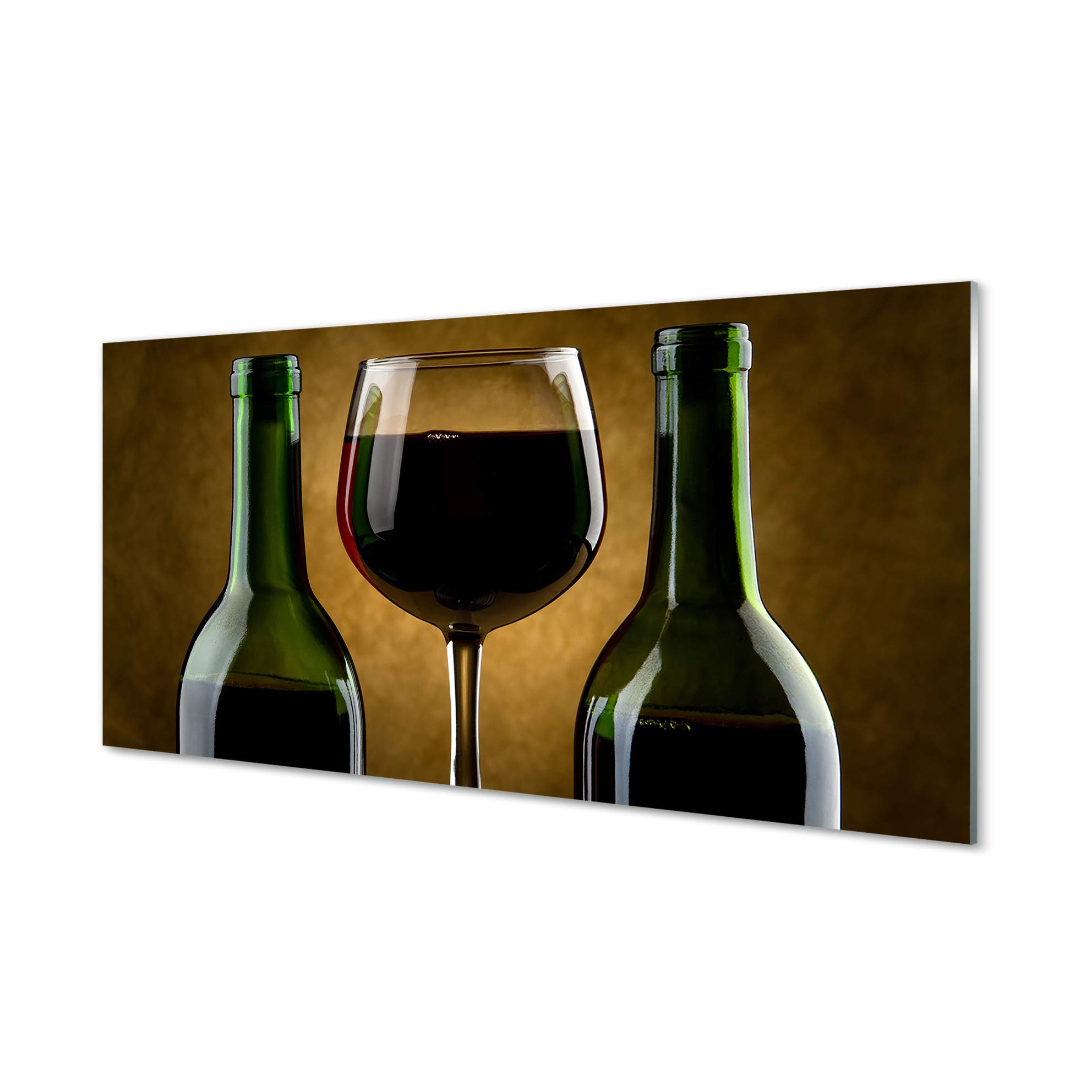 Tulup Cuadro de Cristal 120x60cm Impresa Decoración De Pared Mural Vino - 2 Botellas de Vidrio de Vino