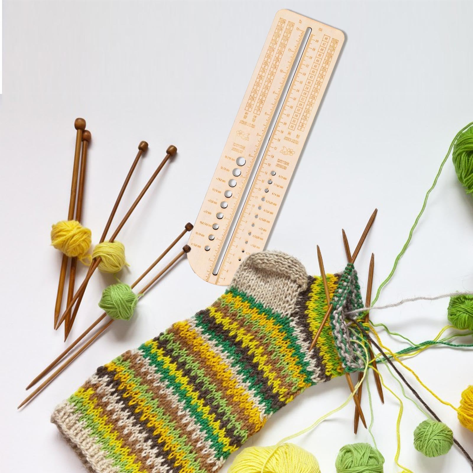 Wood Sock Ruler For Knitting & Crochet – Needle Size Gauge & Measuring Tool For Perfect Socks - View #6