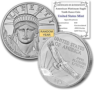 1997-2008 (Random Year) 1/10 oz American Platinum Eagle Coin Brilliant Uncirculated with Certificate of Authenticity $10 Seller BU