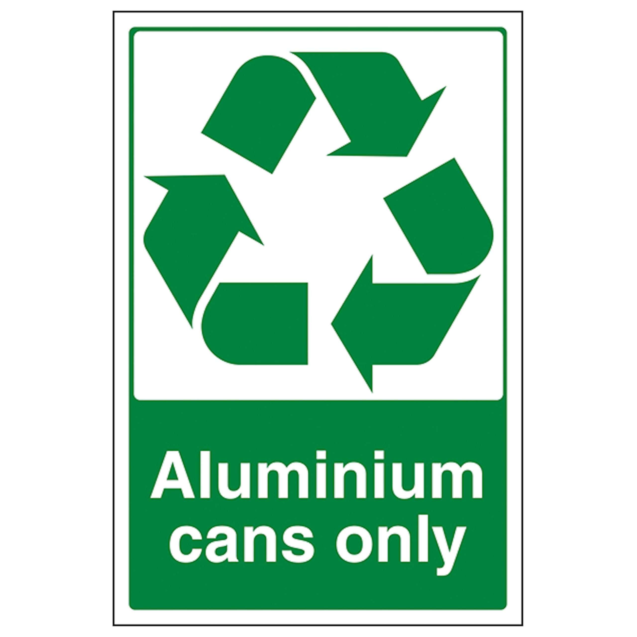 V Safety Aluminium Cans Only 300 x 400mm - 2mm Rigid Plastic Safety Sign