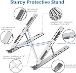 Laptop Stand for Desk, Aluminum Metal MacBook Stand,Computer Riser for Desk, Portable Foldable Adjustable Notebook Holder, Compatible with 10-15.6 Inch Laptops, iPad, Silver.