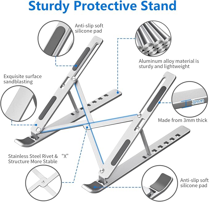 Soporte para laptop Sopholid ajustable de aluminio plateado miniatura 5