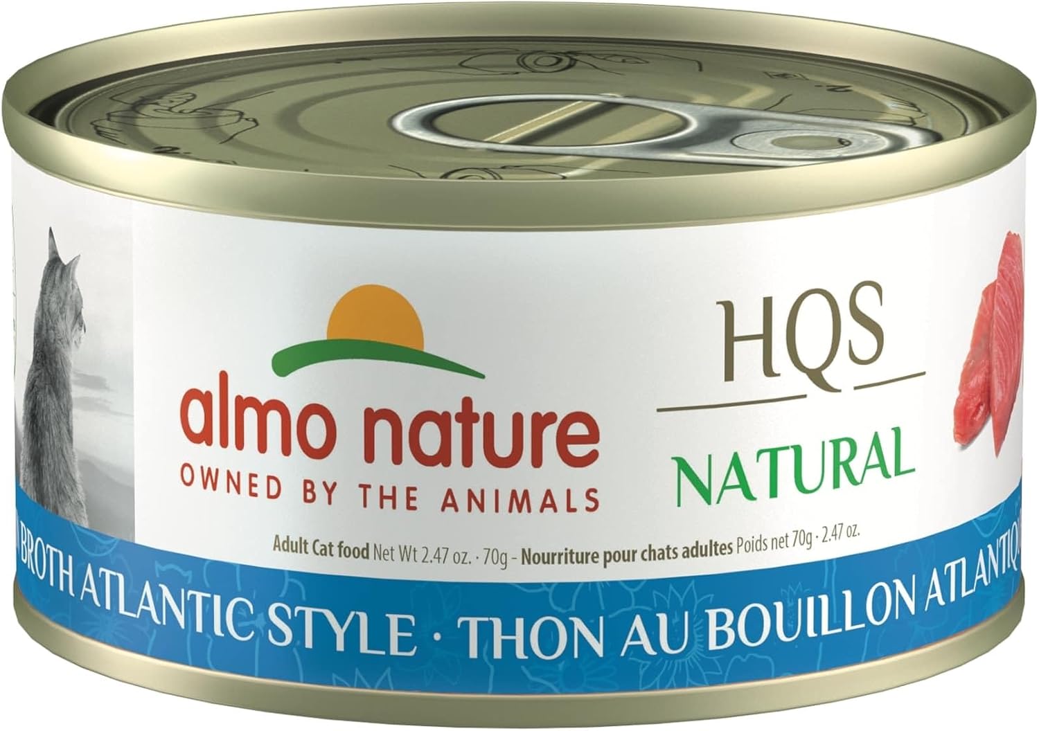 Almo Nature HQS Natural Wet Cat Food Tuna in broth Atlantic Style 2.47 oz (Pack of 24)