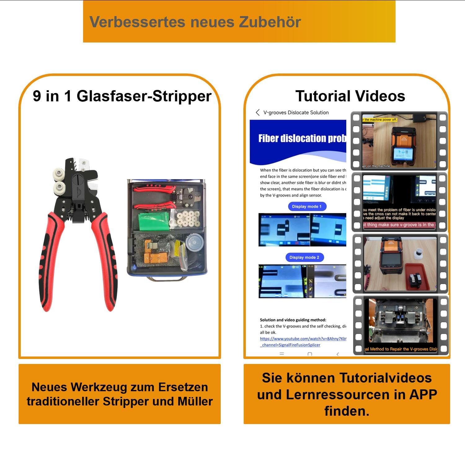 Glasfaser Spleißgerät AI-9 Kernausrichtung Autofokus 5 Sek. Spleißen 15 Sek. Heizung, LWL Spleißgerät mit Tutorial-Videos für den Bau von FTTH-Trunkleitungen und Kabelspleißprojekte