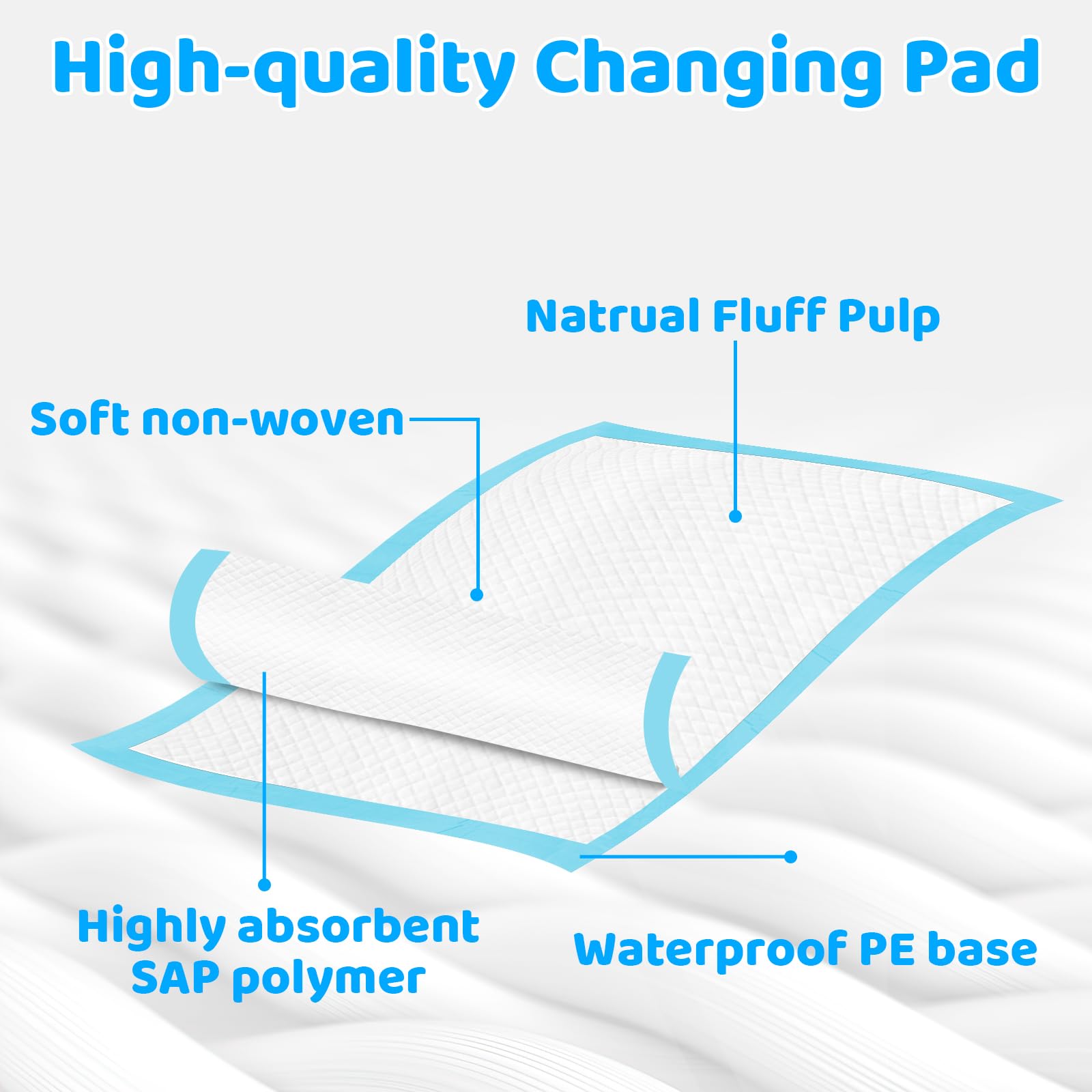 Lot de 100 Alese Jetable Bebe, 33 × 45cm Matelas à Langer Bébé Respirantes, Tapis de Change Ultra Doux Anti-Fuite Absorption Imperméables, pour Table à Langer et Lit Bébé