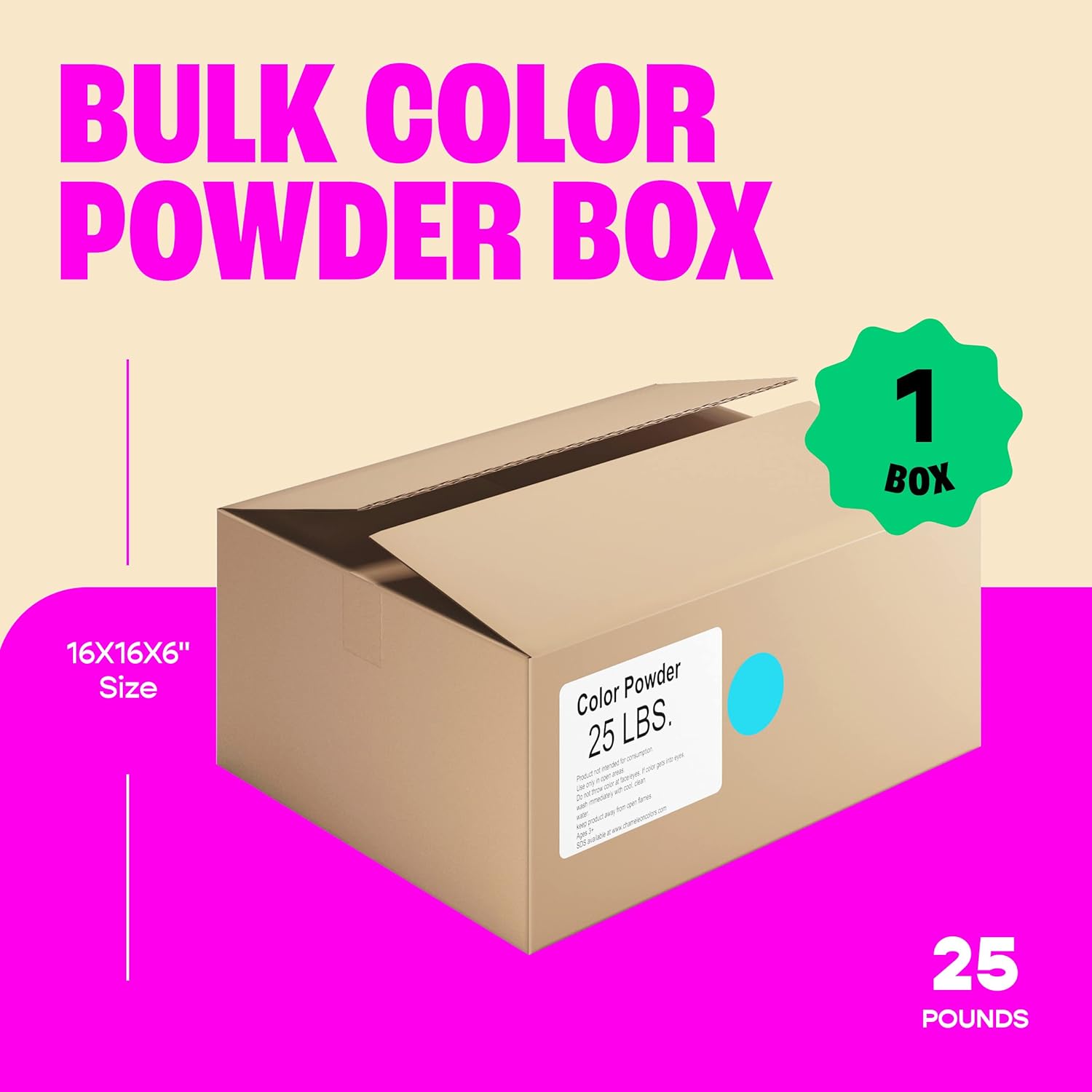 Chameleon Colors 25 lb. Color Powder - 1 Pack - Vibrant Blue Color - for 15-20 People - Non-Toxic & Gluten-Free - for Holi, Color Wars, Fun Run, Gender Reveal, Summer Camp & More