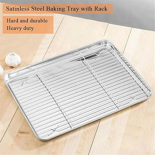 Miniatura 3 de WEZVIX - Bandeja de horno de acero inoxidable con bandeja para galletas y tostadora, 10 x 8 x 1, sin óxido y menos pegamento, grueso y resistente,