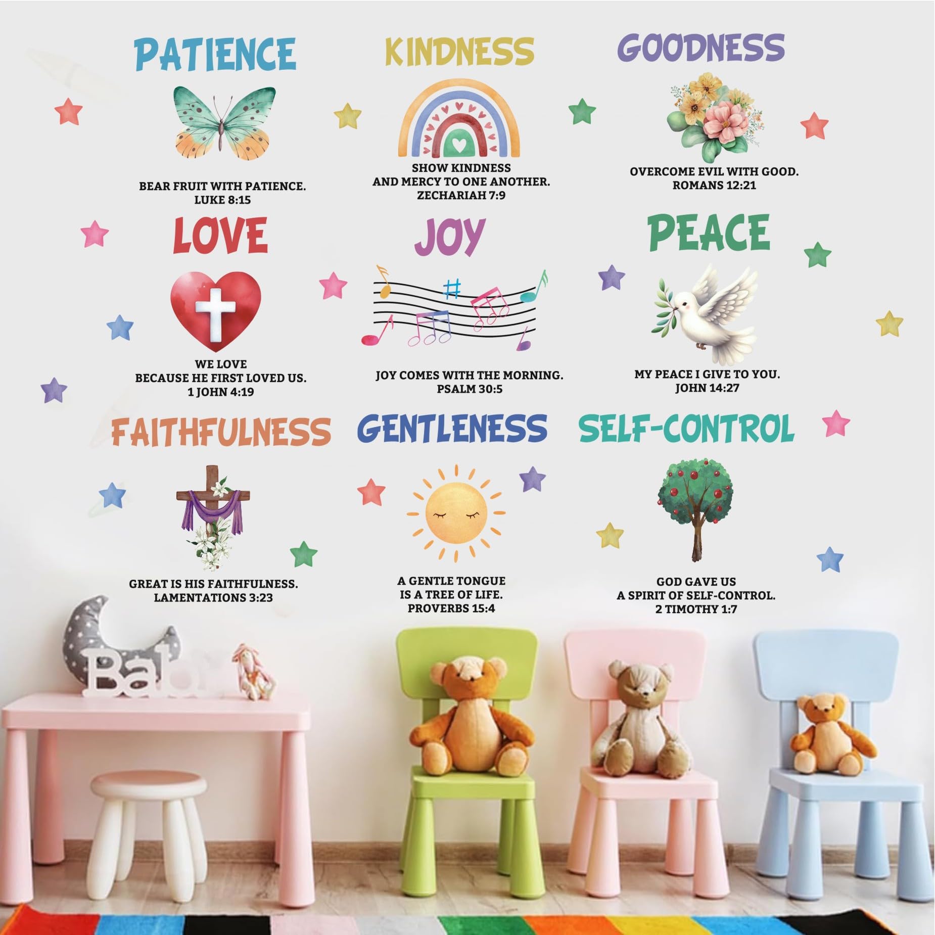 TOARTi Christian Bible Verse Wall Decals Children Inspirational Religious Wall Sticker Christian Scripture Decals Motivational Religious Stickers Classroom Church Sunday School Decoration