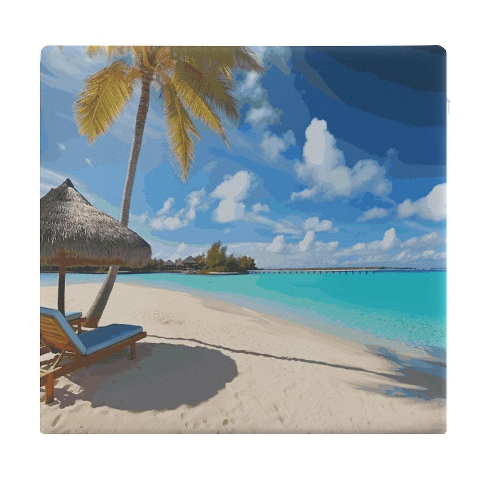 LDGSUPH - Tropical Beach Seat Cushions for Office Chair Square Cushions Soft Floor Cushions Cozy Memory Foam Cushion Cushions for Home Travel Car