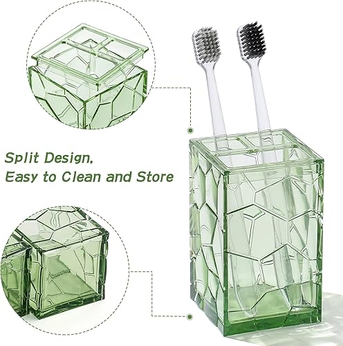 Miniatura 10 de Juego de accesorios de baño de acrílico transparente, duradero, sin óxido, diseño transparente, incluye dispensador de jabón, soporte para cepillos