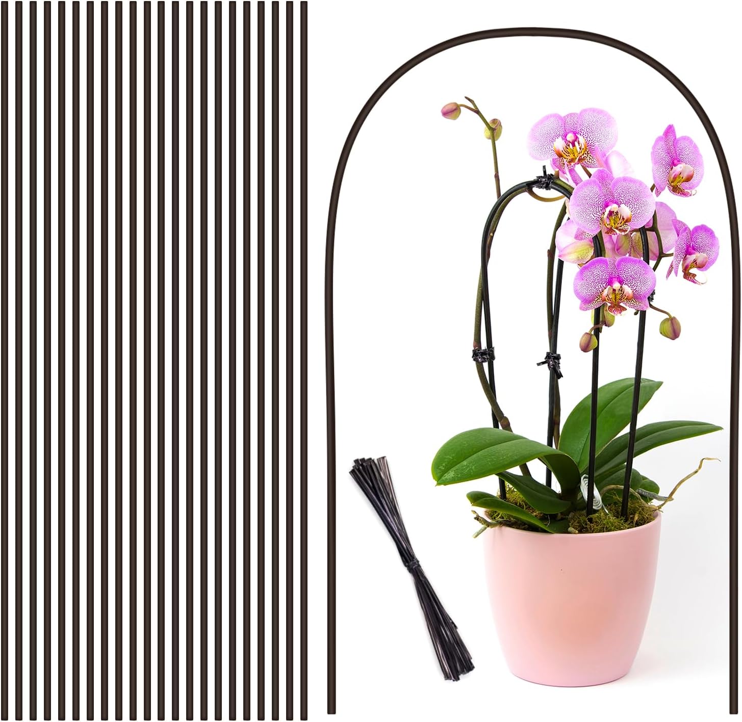 Plant Stakes, 20Pcs Plant Sticks, Garden Bendable Single Stem Plant Support Stakes Tall for Indoor and Outdoor Plants,Potted Plants,Flowers,Orchid,Tomato-23.6 Inches Brown