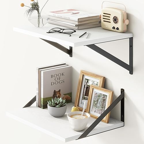 Miniatura 91 de Fun Memories Estantes flotantes profundos para pared, estantes flotantes negros de 12 pulgadas de profundidad, juego de 2, estantes de pared de 16