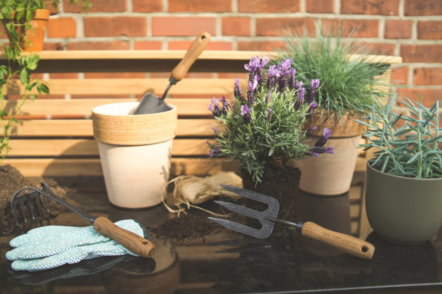 Teak Gartenwerkzeug Set Bari 3-TLG. geschmiedet Teak Griff Premium