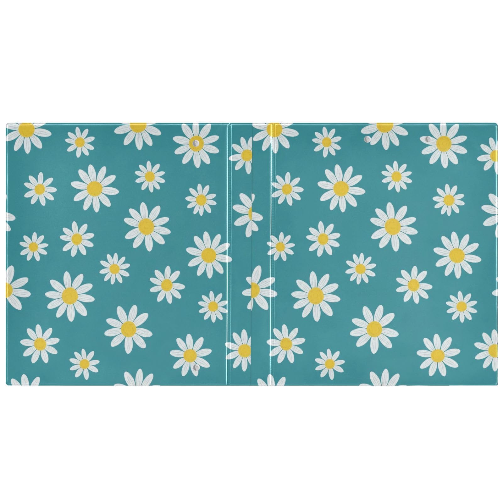 Raccoglitore a tre anelli con margherite bianche, 3,8 cm, confezione da 2