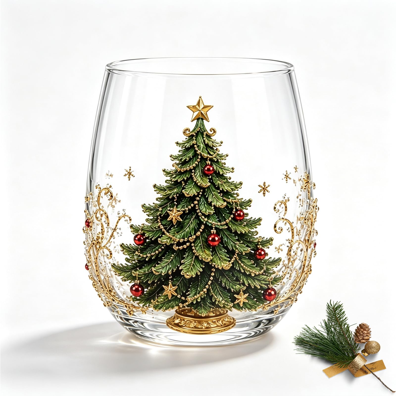 3D Christmas Glass Art Cup, Magical Christmas 3D Glass Cup Collection, Raised 3D Design for Coffee, Tea, Juice, Milk, Xmas Party Home Festive Decor Gifts (#2)