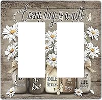 Vista 305 de Placa de pared dúplex de receptáculo de dispositivo de 1 gang de madera envejecida blanca gris con veta de tablón, cubierta de enchufe eléctrico