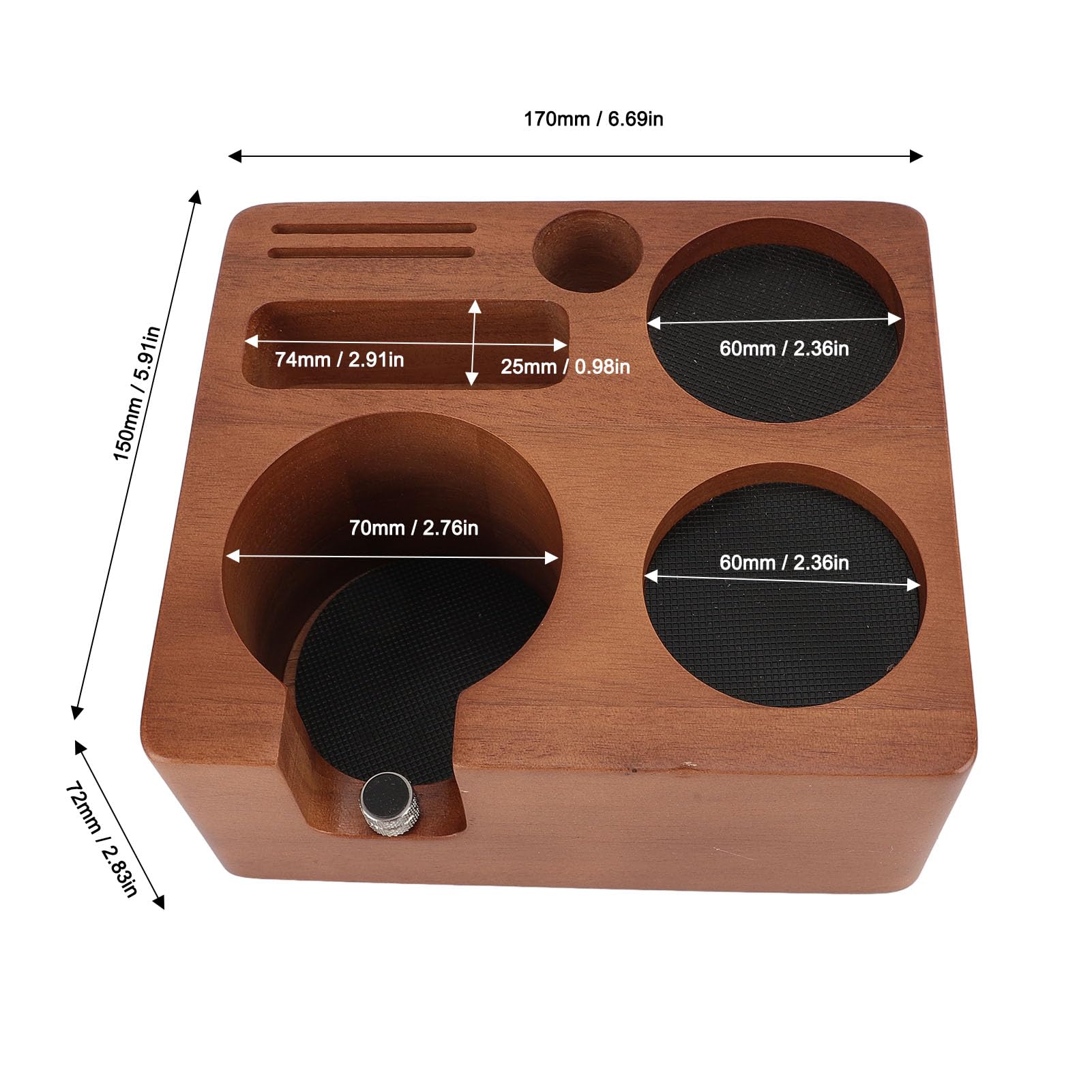 Estación de apisonamiento de espresso, soporte multifuncional de madera para café para portafiltro, manipulador y distribuidor de 58 mm