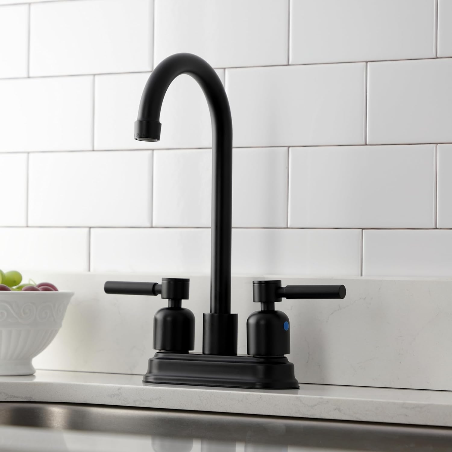 Kingston Brass KB8490DL Concord Two-Handle 2-Hole Deck Mount Bar Faucet in Matte Black