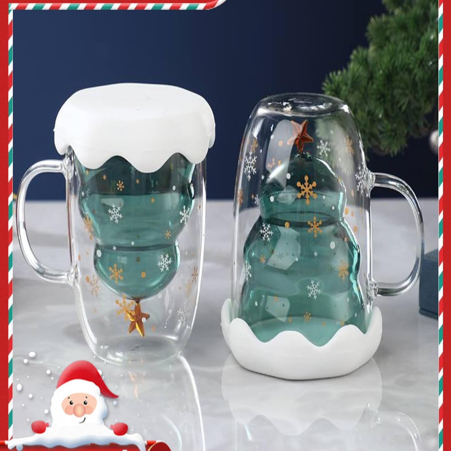 Christmas Wishing Cup, Cartoon Cup, Gift Cup, Water Cup, Lid, Water Cup, Insulated Double Glass Cup