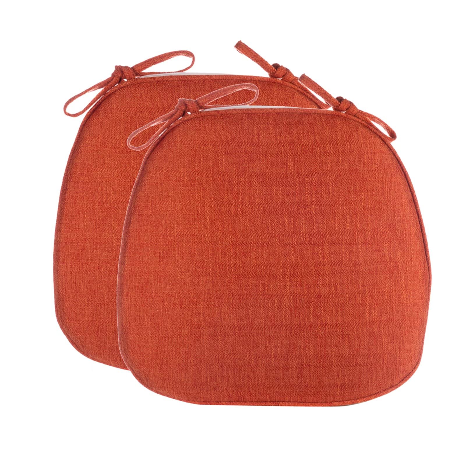 Yadlan Chair Cushions for Dining Chairs 2 Pack, Individual Chair Pads for Dining Chairs Set of 2, Seat Cushions for Kitchen Chairs U Shape, Anti-Deformation Machine Washable Seat Pads Orange