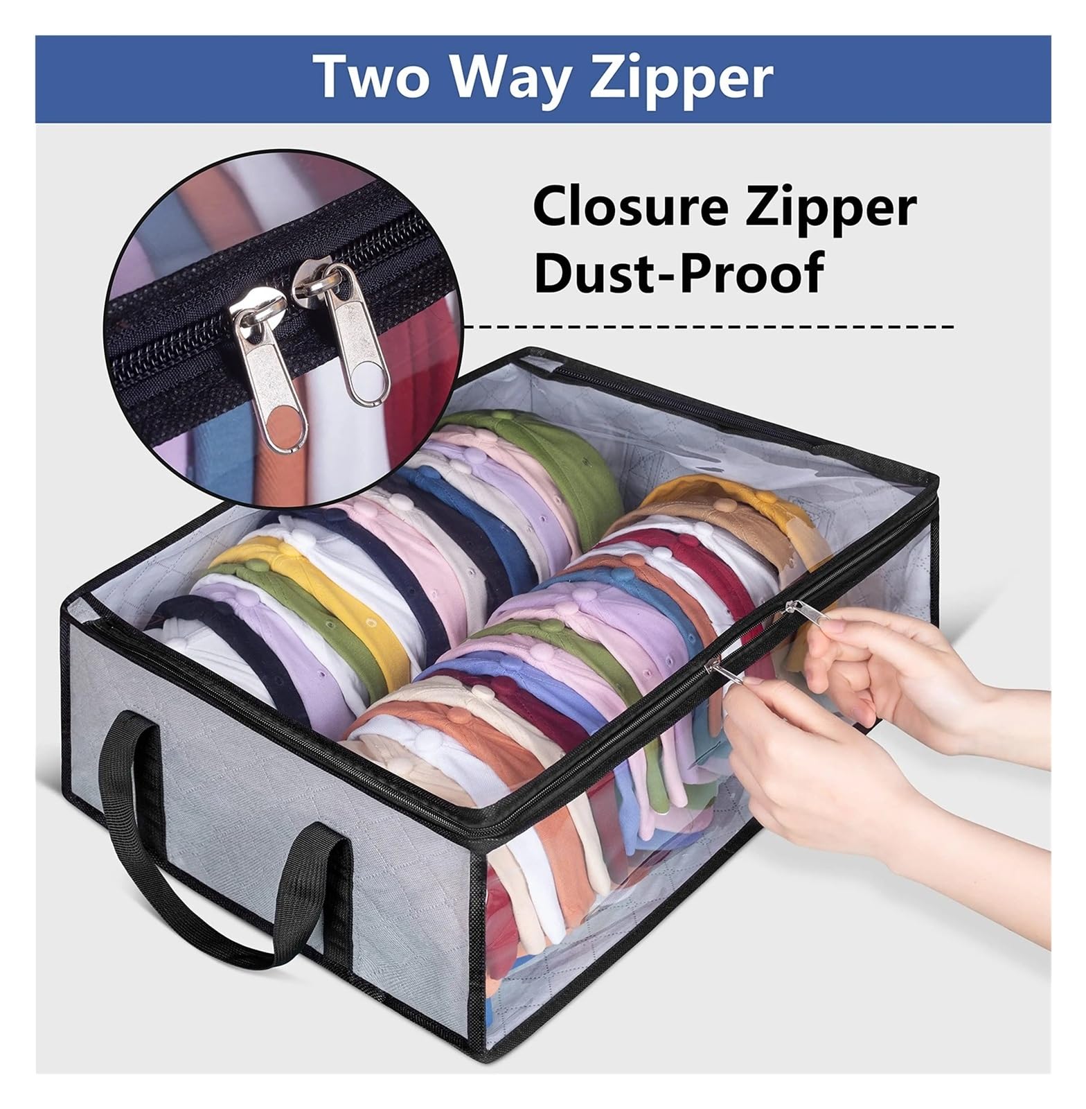MRKU Boîte de Rangement pour sous-vêtements, Chaussettes et Soutiens-Gorge, compartimentée pour Casquettes de Baseball, avec 2 poignées compartimentées, Sac à Chapeau pour Livres et vêtements.