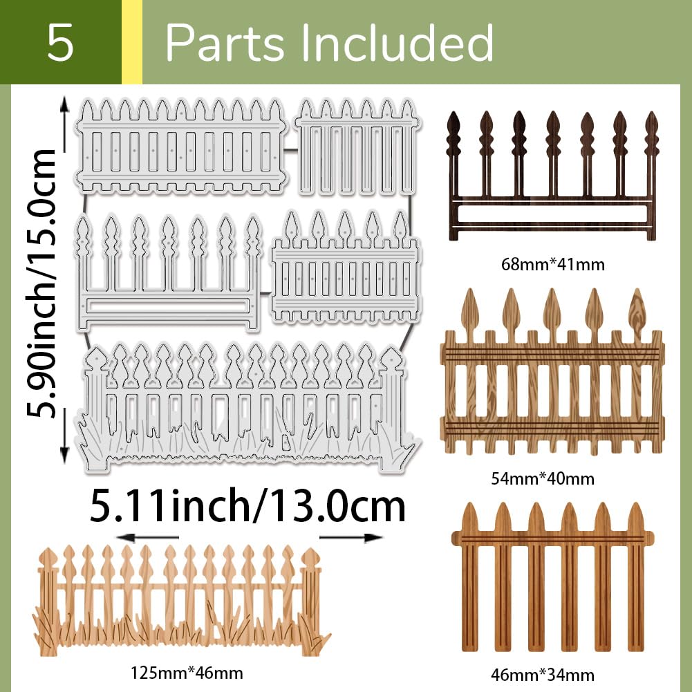 UNICRAFTALE 5Pcs/Set Fence Cutting Dies for Card Making Garden Fence Die Cuts Metal Cutting Die for Scrapbooking Dies Stencil DIY Embossing Paper Album Craft Decor - Image 3
