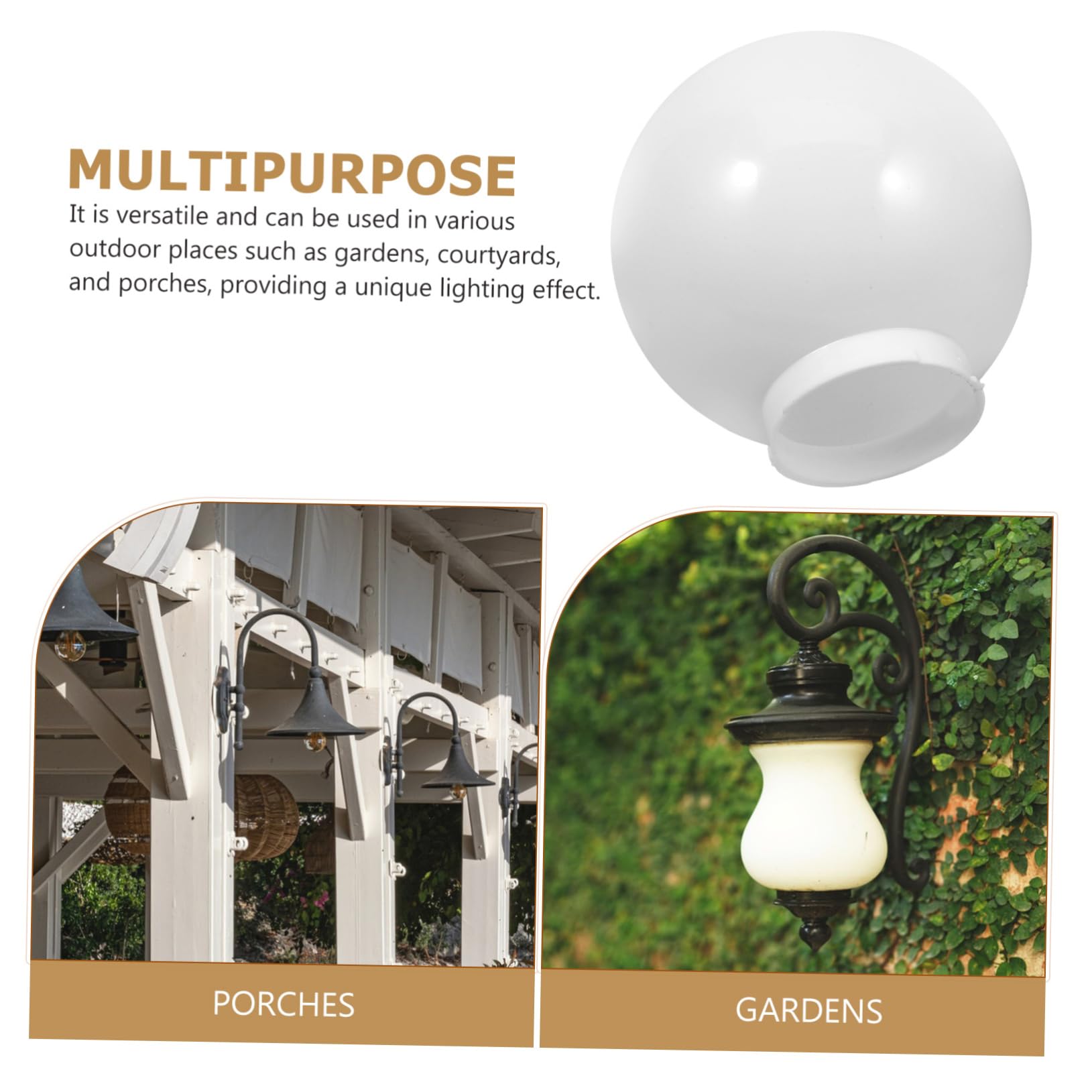 PRETYZOOM Paralume Sferico Acrilico 7.87In Coprilampada Da Esterno Globo Lampione Rotondo Protezione Lampada Per Giardino Patio Facile Installazione Decorazione