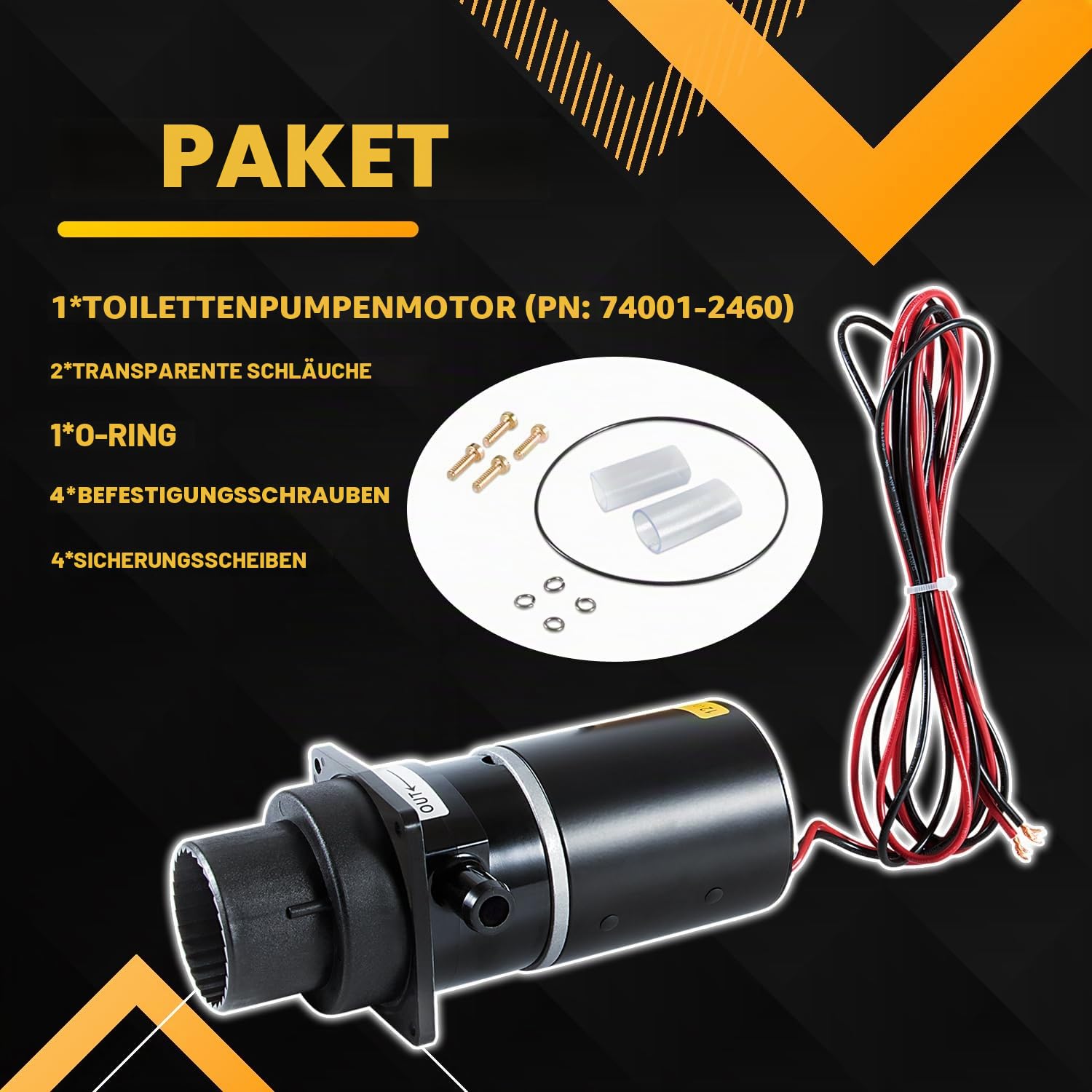 Ersatz für 37041-0010 Marine WC Zerkleinerer Sub-Montagesatz, Marine WC Ersatzmotorpumpen-Set 12 Volt passend für Modelle 37010-0000, 37010-1000, 37010-0090 und 37010-1090