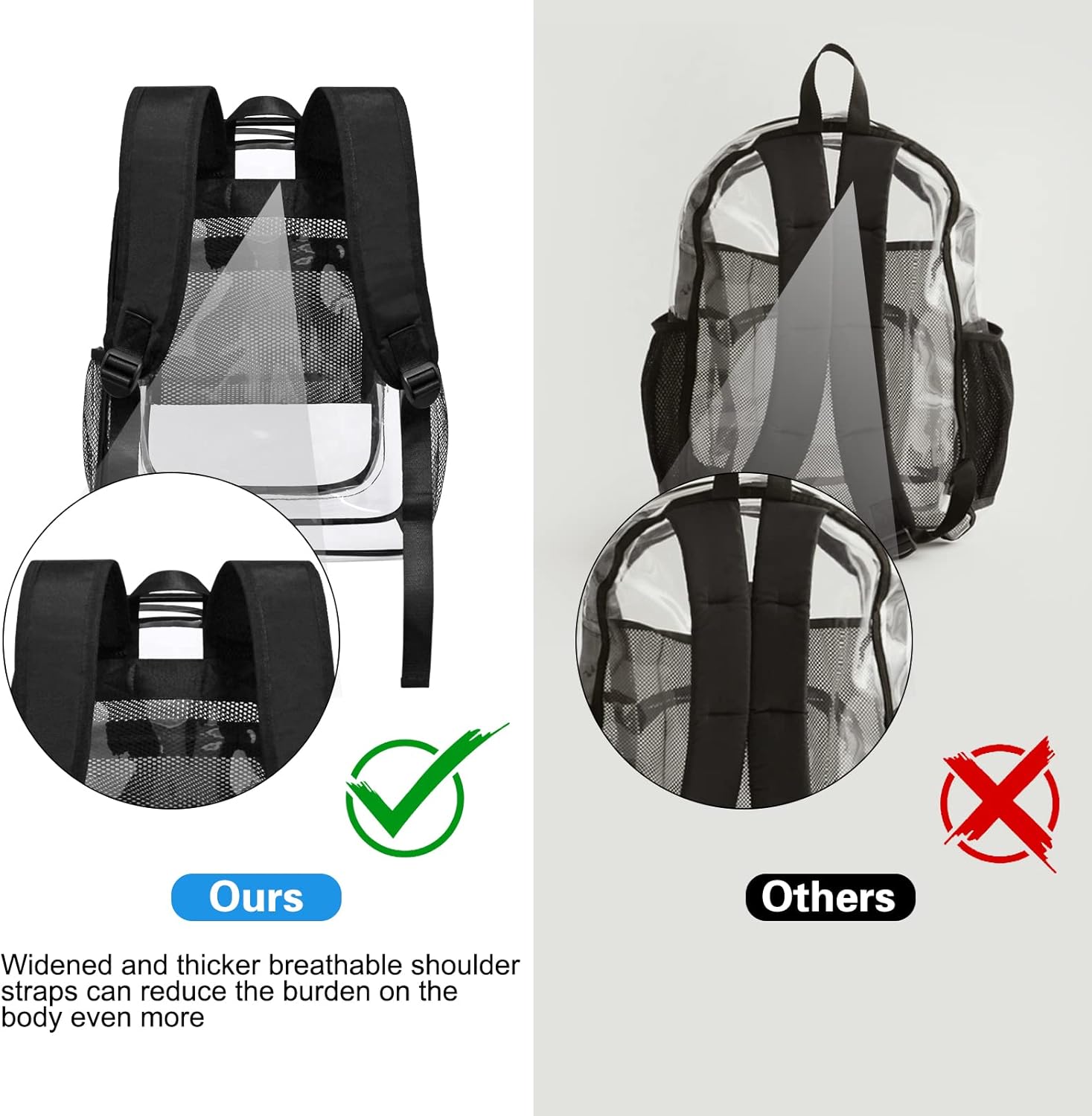 HEEYA Clear Backpack Heavy Duty Transparent Backpack for Security, Sports, Work, Travel, Stadium - Image 5