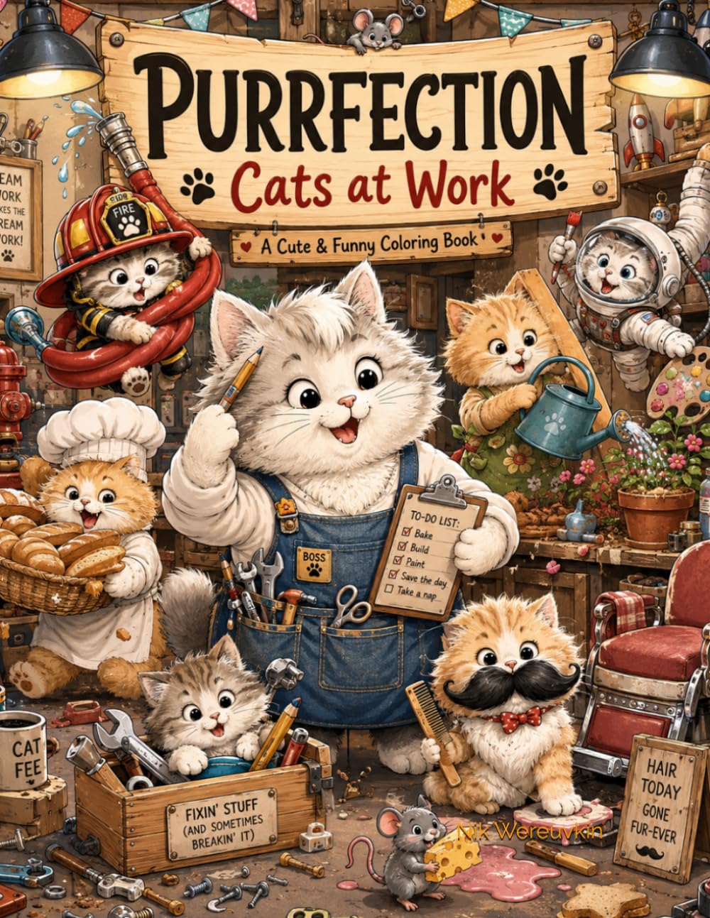 Purrfection - Cats at work coloring book