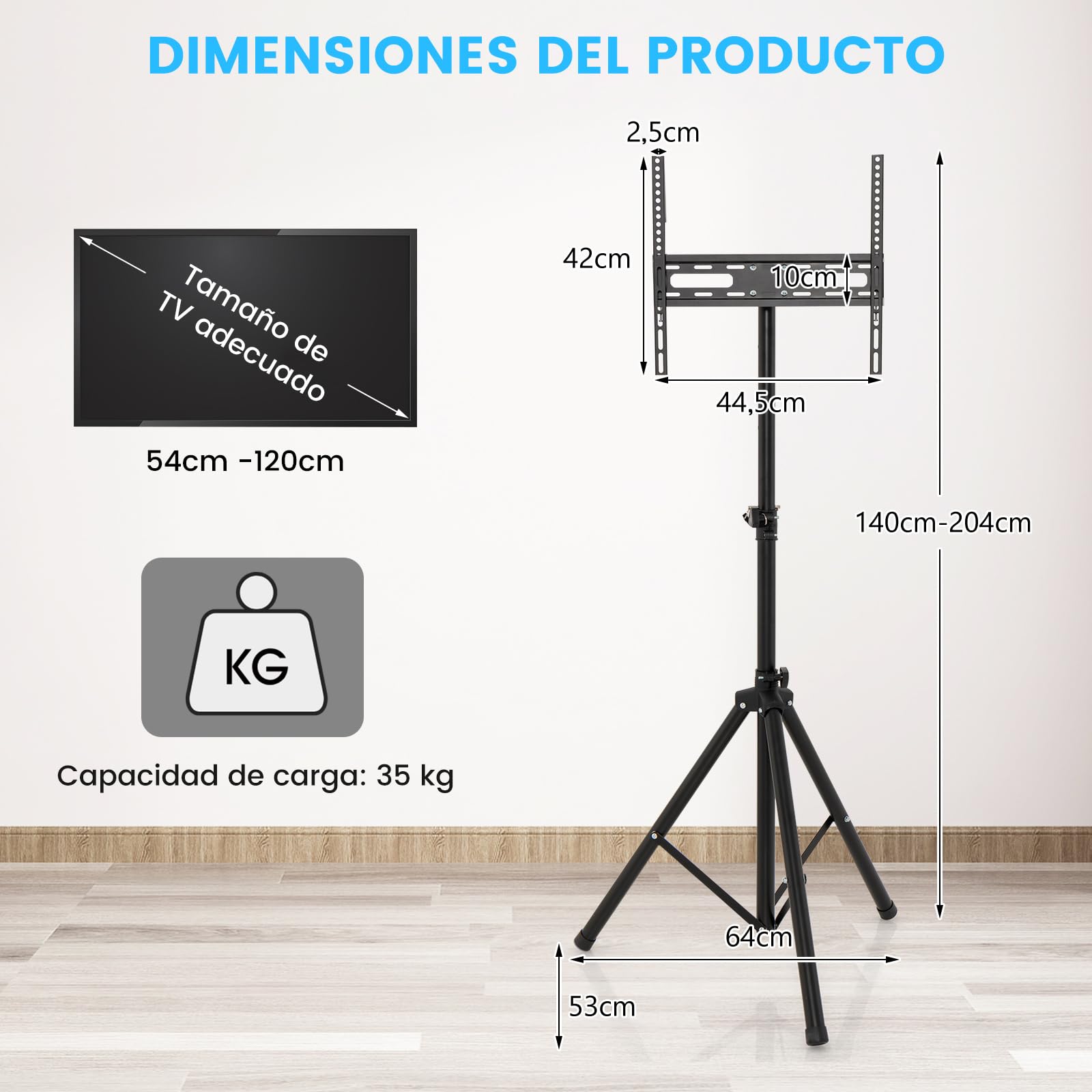COSTWAY Soporte TV Pie para Pantallas 21-47 Pulgadas, Altura Ajustable y Capacidad de Carga de 35 kg, Soporte de Mesa para Televisor LCD OLED, Base Antideslizante