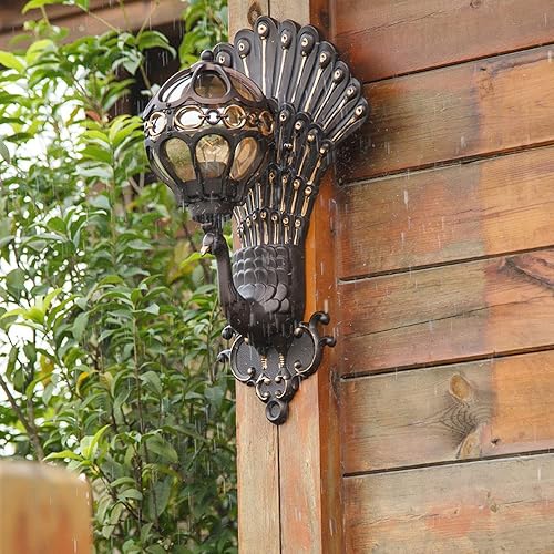 Miniatura 5 de Apliques de pared, estilo industrial retro europeo, luz de montaje en pared, forma de pavo real, creatividad, farol de pared al aire libre,