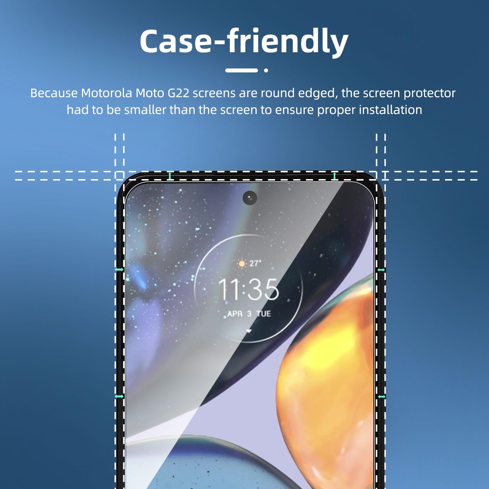 SCL Pellicola proteggi schermo compatibile con Moto G22 pellicola protettiva in vetro temperato Motorola G22 [confezione da 3], facile installazione, compatibile con custodia, senza bolle, 9H