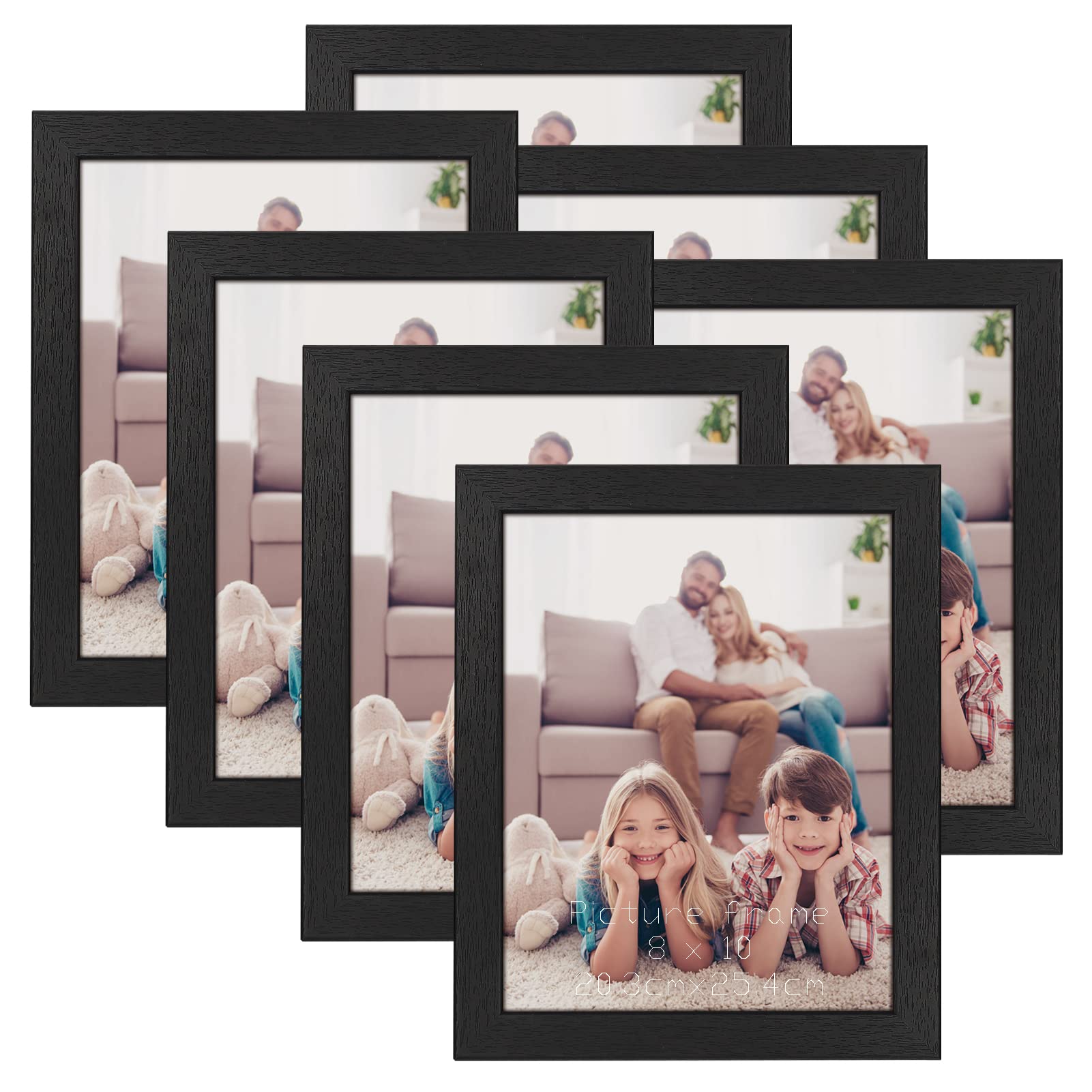 Petaflop Black 10X8 Photo Frames 7 Pack, 8X10 Photo Frame Set For Wall Tabletop Horizontally Or Vertically Display
