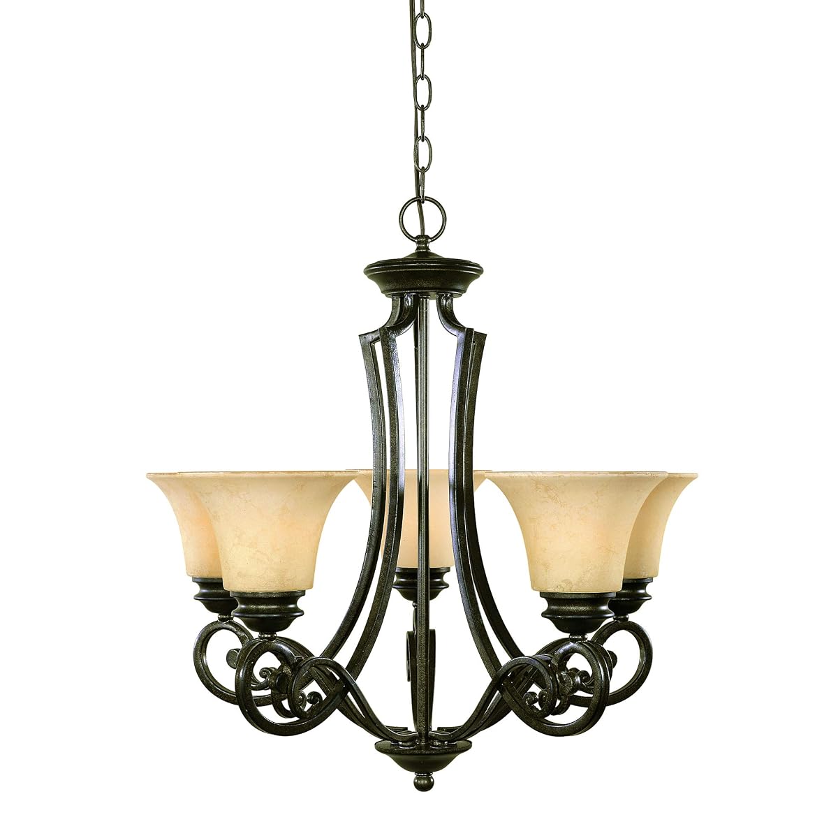 DESIGNERS FOUNTAIN 5-Light Chandelier, Glass, Forged Sienna, Model 81885-FSN