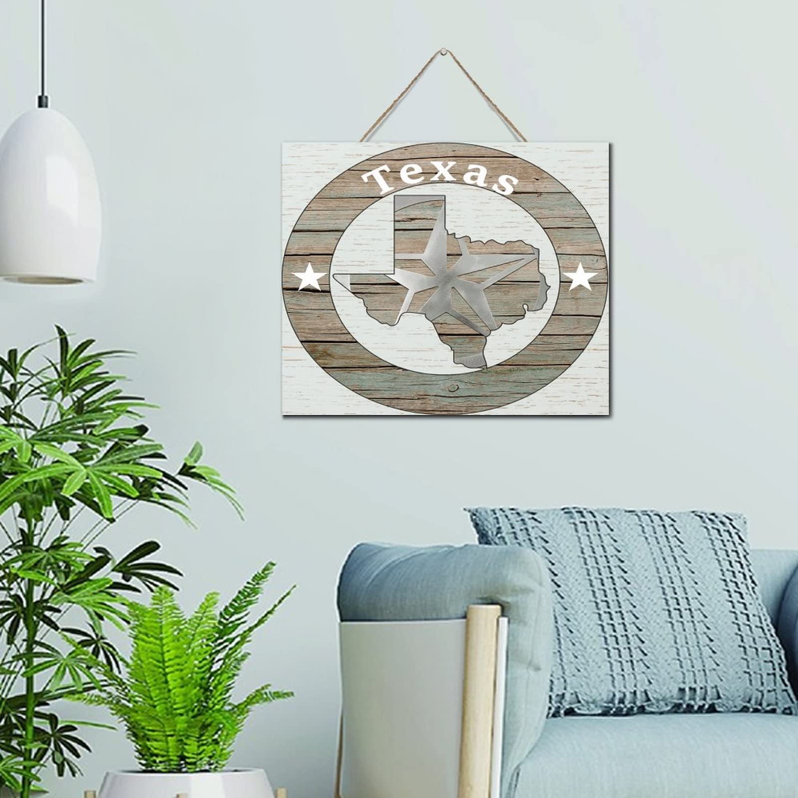 Plaque en bois vieilli Texas Lone Star : décoration d'intérieur vintage pour mur de salon