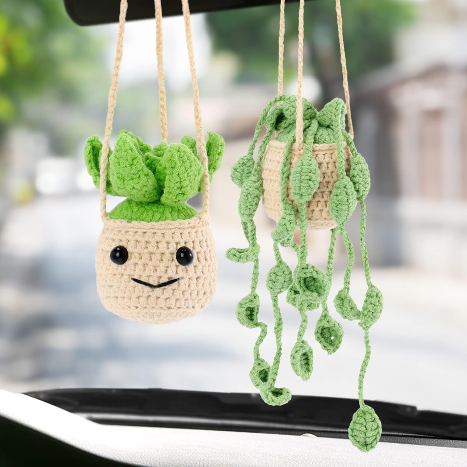 Crochet Hanging Plant for Car, Cute Car Plant Accessories