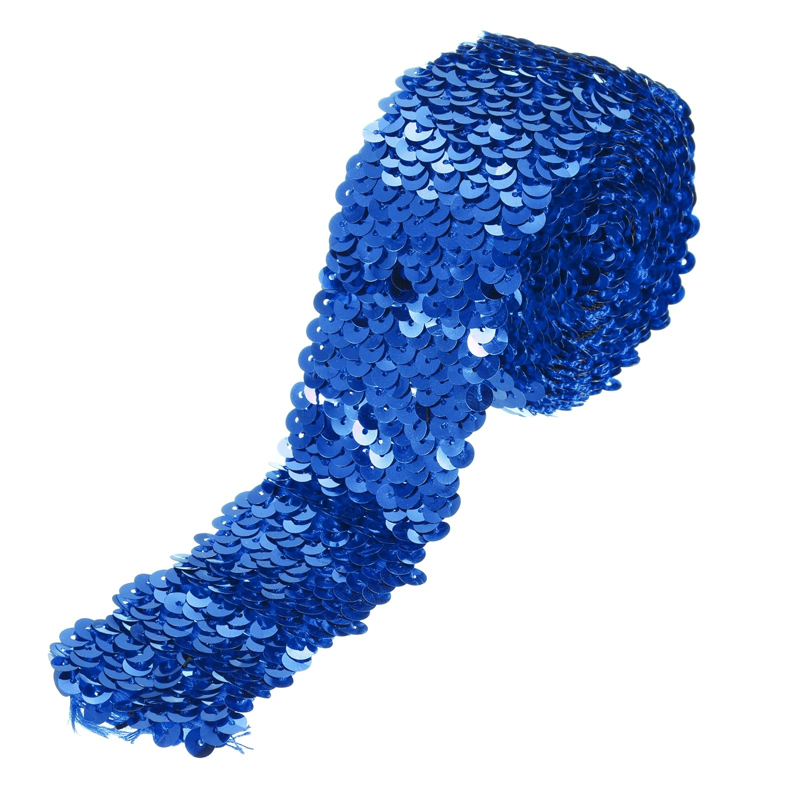 sourcing map 2.2 Yards 2 Inch Elastic Sequins Trim 5 Row Flat Sequin Strip Paillette Sequins Fabric Ribbon for Crafts DIY Sequin Fringe Sewing, Blue