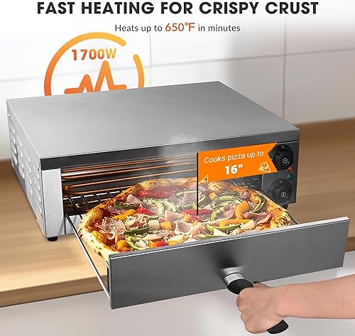 Miniatura 2 de WeChef Horno de pizza de encimera de 16 "Horno de pizza eléctrico interior 1700W Cocina de pizza comercial Home Cafe Panadería Camión de comida