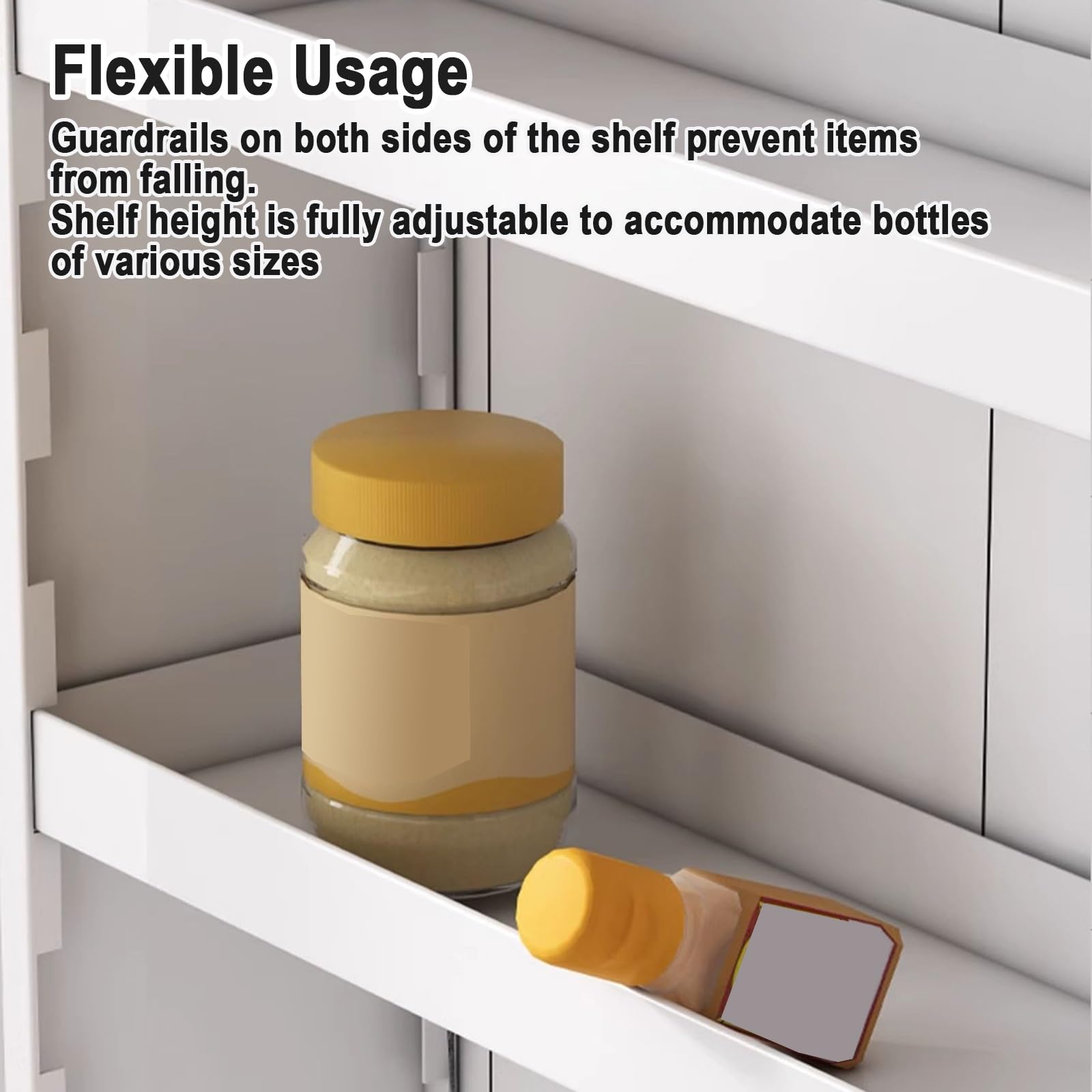 Armadietto Salvaspazio, 3 Livelli Pensile Cucina, Acciaio al Carbonio | Mobili Bagno Sospesi, Resistente alla Ruggine, 10cm di Profondità, 60cm di Altezza, con Parapetti(4cm/16in)