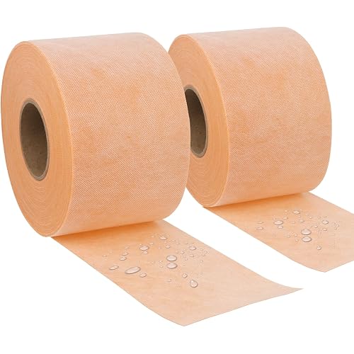42 Sq Ft Waterproof Membrane Band Roll, 5" x 100 FT Roll, 24Mils Thick, Polyethylene Fabric Waterproofing Membrane for Shower, Ideal for Sealing Butt Joints and Floor/Wall Connections,2PCS